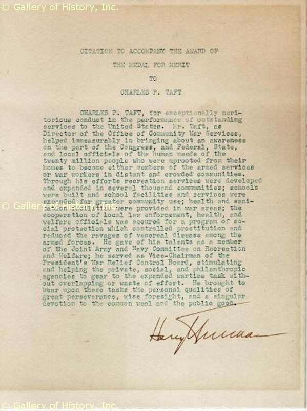 HARRY S TRUMAN   DOCUMENT SIGNED  