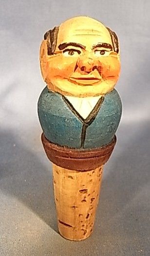 BEAUTIFUL BOTTLE STOPPER WOOD CARVED ANRI VINTAGE ST138  