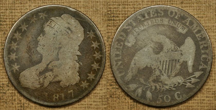 1817 Good O 106A Single Leaf Bust Half Dollar  