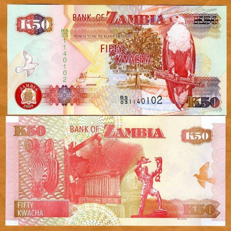 Zambia, 50 Kwacha, 2009, P NEW UNC  Eagle  