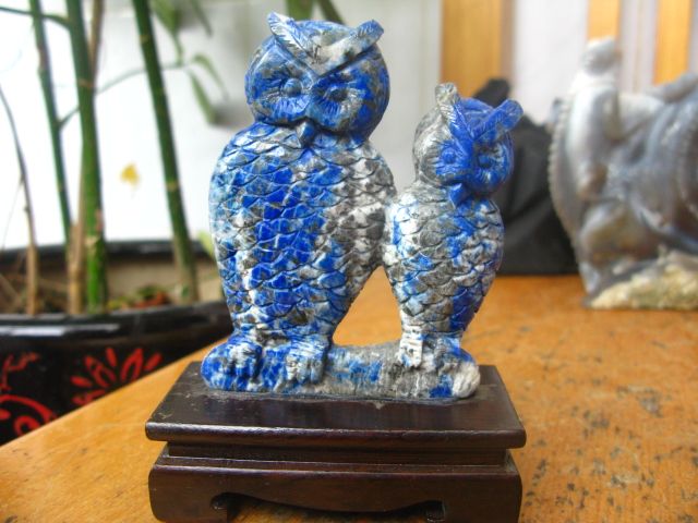 Lovely Handmade Carved Lapis Lazuli Owl Statue,Gem  