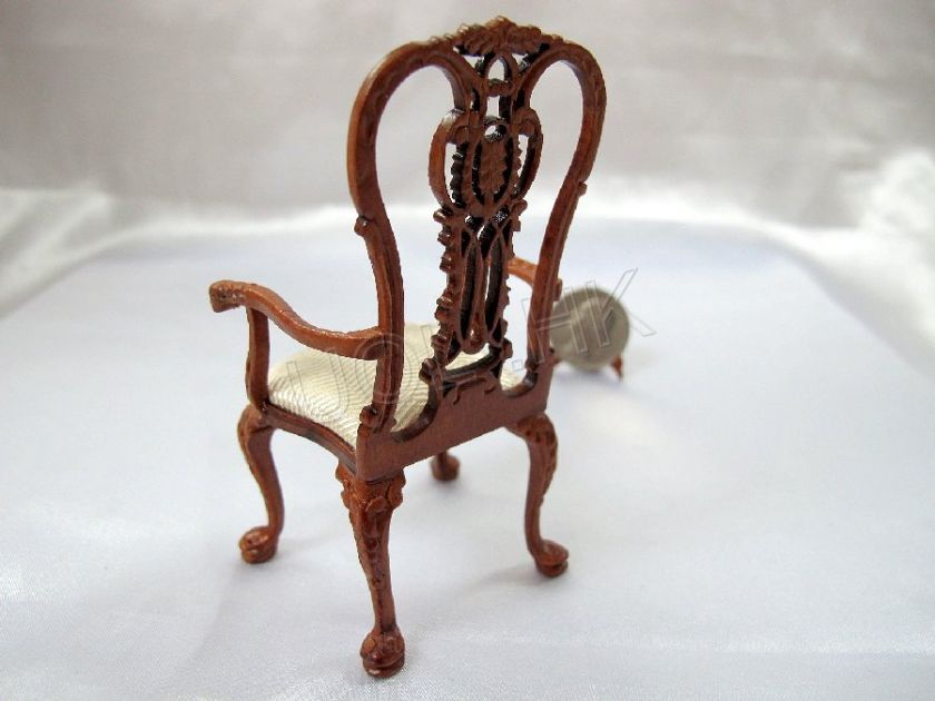 Carved walnut arm chair for 1/12 doll house  