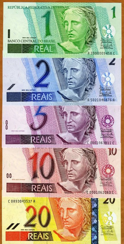 SET Brazil, 1;2;5;10;20 Reais (1997 ), UNC  