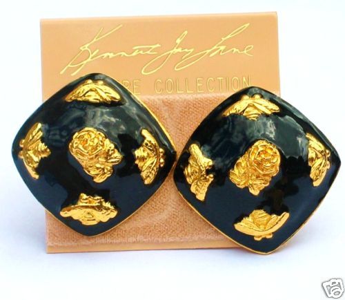 KENNETH JAY LANE BLACK & GOLD**BEE & ROSE** EARRINGS  