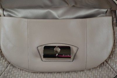 COACH NWT 19312 Kristin Woven Leather Round Satchel Tuberose Silver 