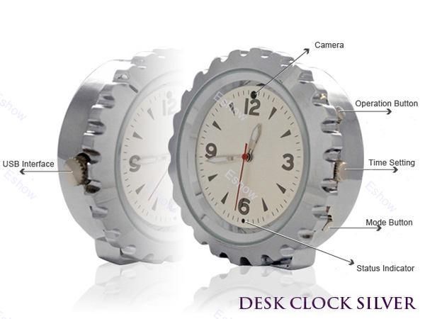 Silver Spy Camera Clock HD DVR Hidden Camcorder 4GB  