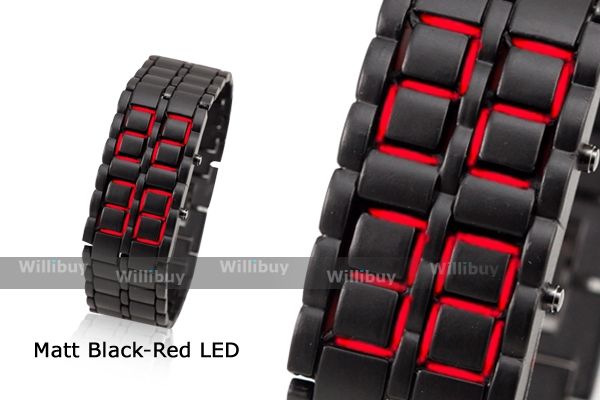 Alienwork Lava 2012 Blue/Red LED Wristwatch/Watch Black/Silver/White 