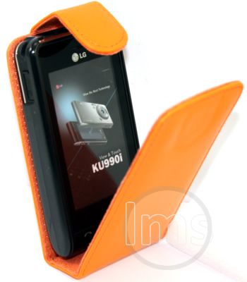   Magic Store   LG VIEWTY KU990 KU990i ORANGE FLIP LEATHER CASE + FILM