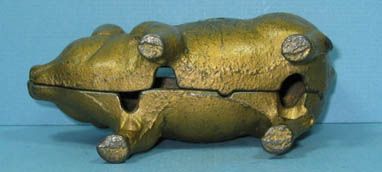 DECKERS IOWANA PIG OLD CAST IRON TOY BANK GUARANTEED OLD & AUTHENTIC 