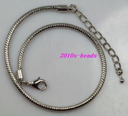 10Pcs Silver Plate Snake Chain Bracelets Fit Charms 25cm  