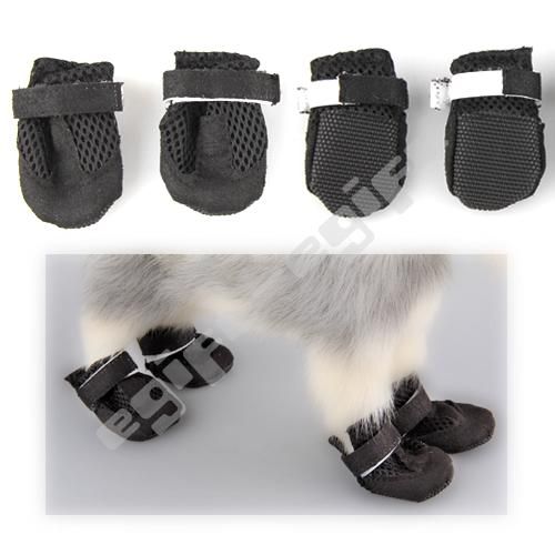 4X Small S Black Air Hole Pet Dog Puppy Boots Booties Shoes Apparel 