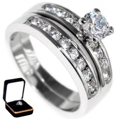 35CTW BRILLIANT CUT CHANNEL  WEDDING RING SET* size 7  