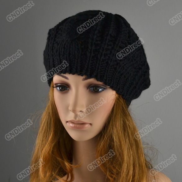 1x Warm Winter Women Beret Braided Baggy Beanie Crochet Hat Ski Cap 