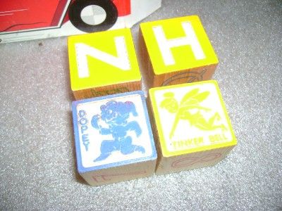 1950s Halsam DISNEY Wood ABC Building Blocks w Box  