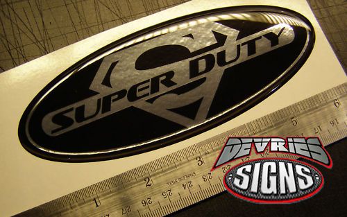 DOMED 6.3in Ford SUPER DUTY overlay emblem BLACK/CHROM  