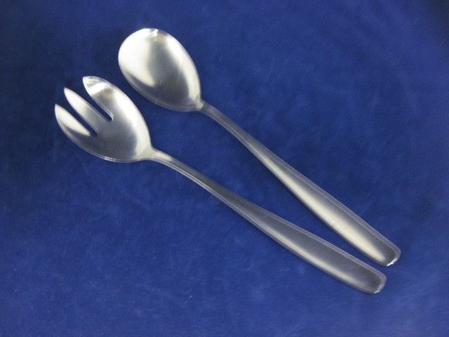 VINTAGE WMF STAINLESS STEEL  LINE PATTERN 2 PIECE SALAD SET  