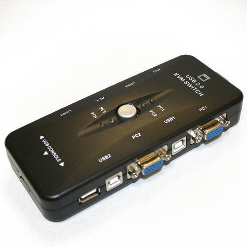 New 4 Port USB 2.0 KVM Switch Box Mouse/KYB/VID  