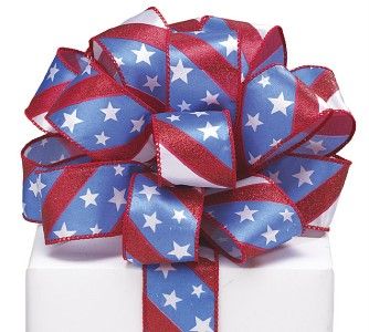 PATRIOTIC FLAG WELCOME HOME WIRED WIRE EDGE RIBBON Stars Stripes 