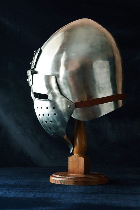 COMBAT MEDIEVAL HEAVY BASCINET HELM HELMET KLAPPVISOR  