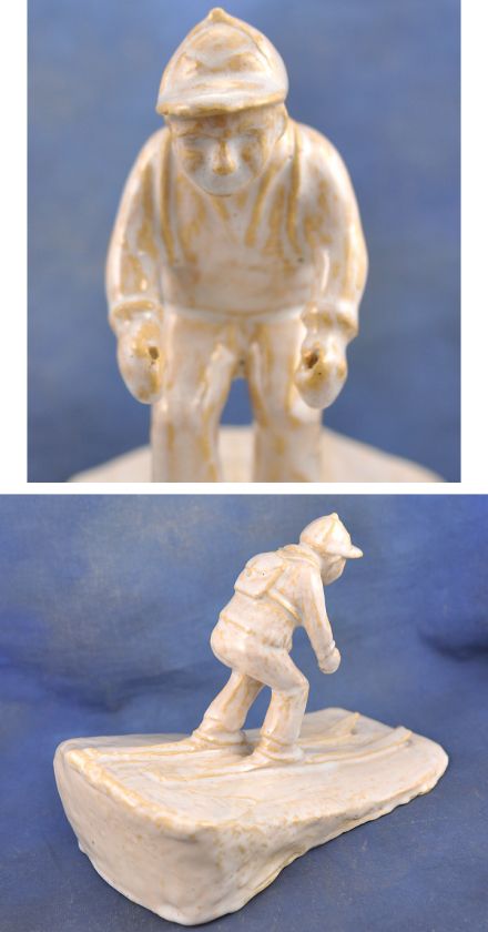 American Pottery Cross Country Skier in Action Figurine  