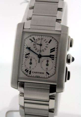 Cartier Tank Francaise Chronoflex Mens Chronograph Stainless Steel 