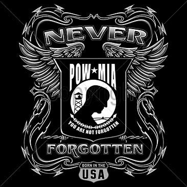 POW / MIA NEVER FORGOTTEN SHORT SLEEVE T SHIRT (S   5X  