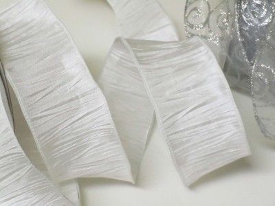   SOLID WHITE Scrapbooking Wedding Gifts Church SATIN Wired Ribbon