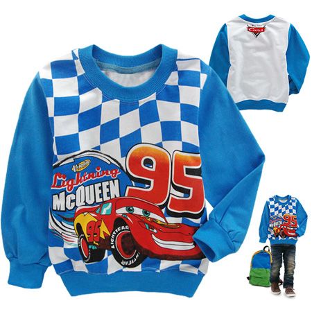 Blue Boys Lightning McQueen Long Sleeve T Shirt 2 8 yrs  