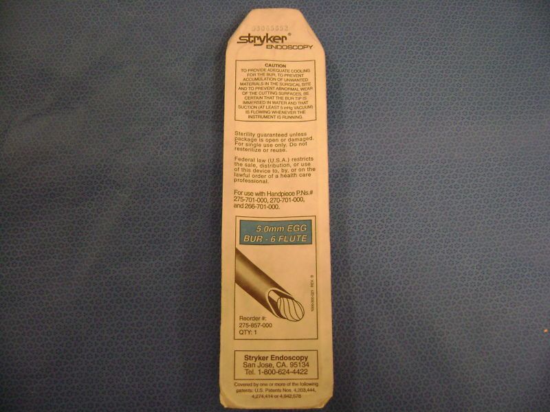 Stryker 275 857 5.0mm 6 Flute Egg Bur (Qty 2)  