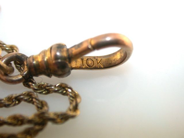 ANTIQUE 10KT GOLD 40 POCKETWATCH CHAIN PEARL SLIDE NECKLACE  