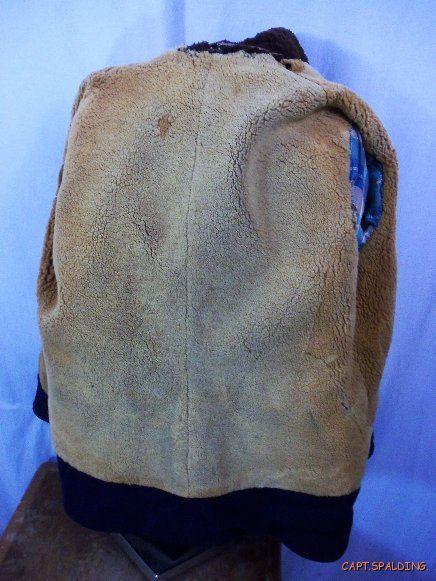 Vtg 20s 30s HorseHide Leather Shearling Shawl Collar BarnStormer 