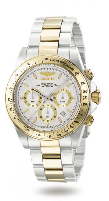   INVICTA MENS TWO TONE GOLD WHITE DIAL SPEEDWAY CHRONOGRAPH WATCH 9212