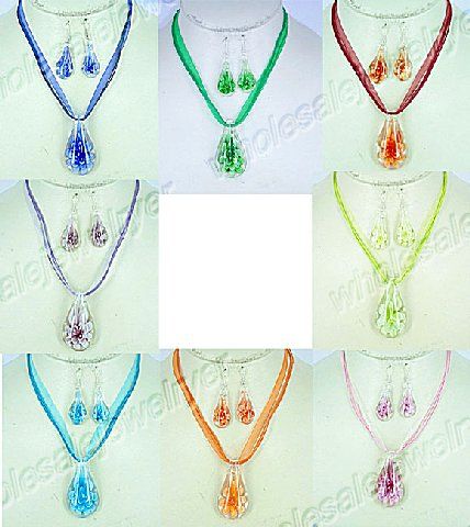 WHOLESALE 8set Murano glass pendant Necklace&Earring  