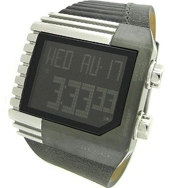 DIESEL DIGITAL GREY LEATHER STRAP 50M MENS WATCH DZ7180  