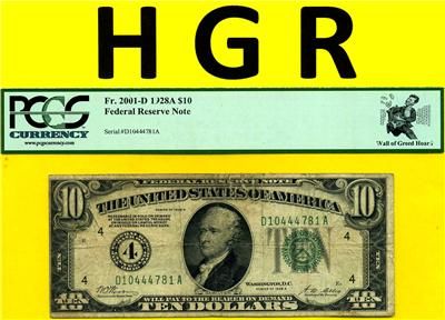 HGR 1928A $10 FRN Numerical#4 WALL OF GREED HOARD  
