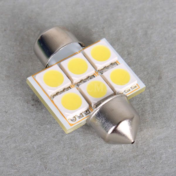 2X31mm 6LED 5050 Festoon Interior Dome White Light Bulb  