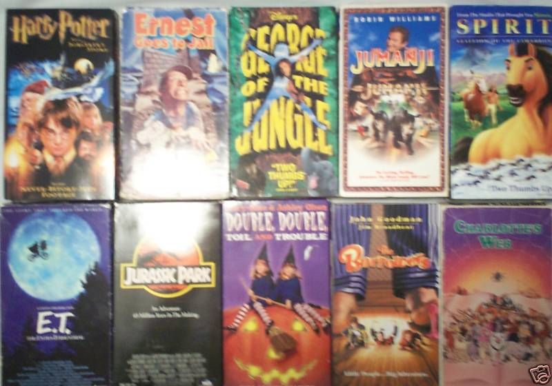 10 VHS Video Movies ET Harry Potter Jumanji Ernest Char  