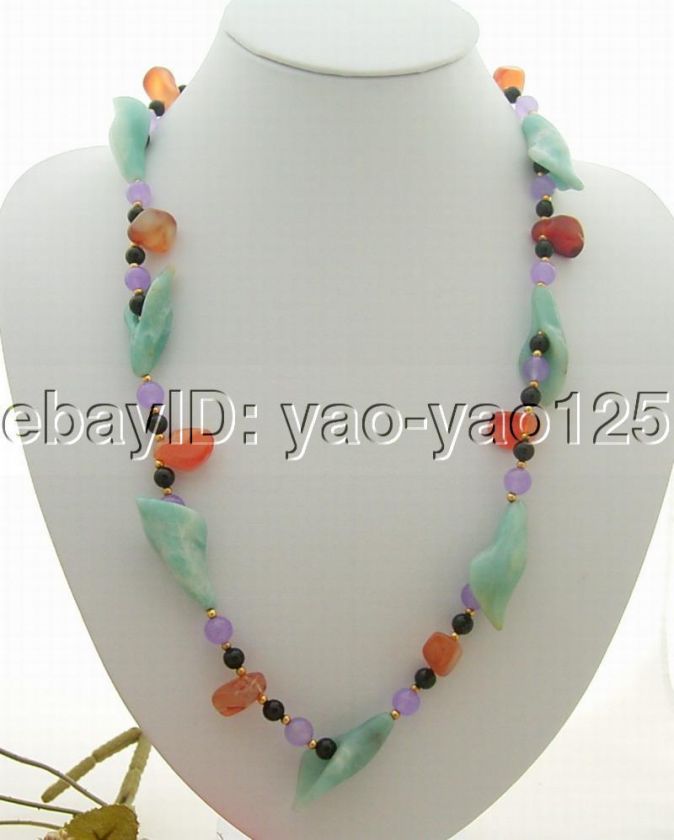 Amazing 27 Carnelian&Onyx&Jade&Aventurine Necklace  