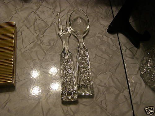 VINTAGE WEXFORD GLASS SALAD FORK & SPOON SET  