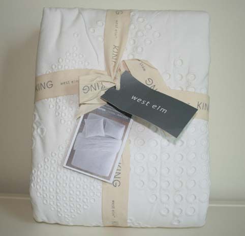 NWT WEST ELM Eyelet Duvet Cover KING WHITE  