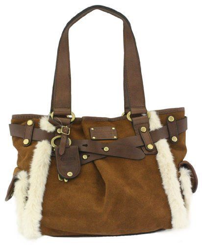 FOSSIL VINTAGE ADRINA Satchel ZB5167 Tote Bag Purse Brown Suede 