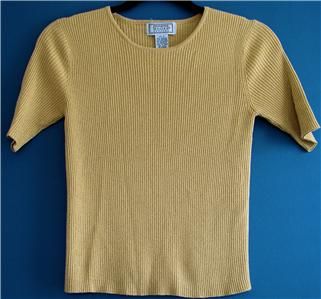 Jennifer Moore Petite Buttercup Yellow Ribbed Twinset Cardigan Sweater 