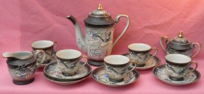 LUCKY CHINA MORIAGE DRAGONWARE JAPANESE TEA SET GEISHA LITHOPHANE 