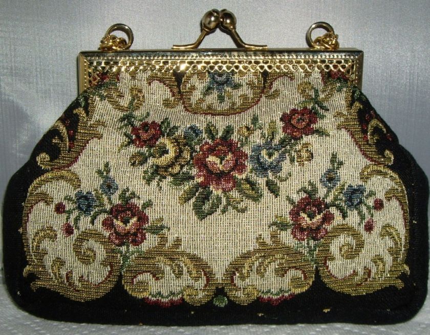 Vintage Delill Tapestry Evening Handbag Bag Md in ITALY  