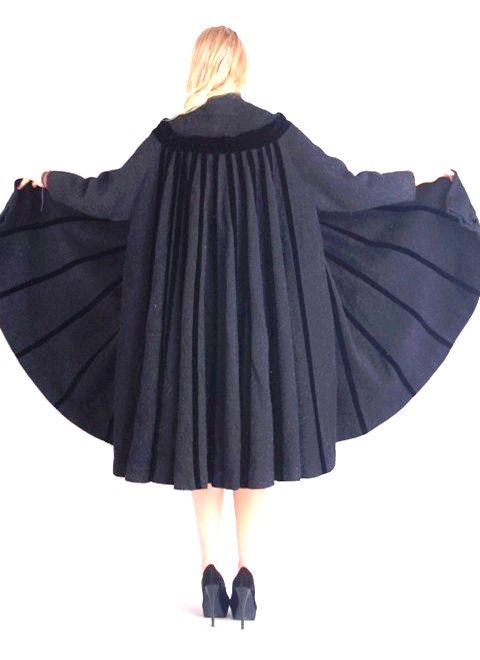 Vtg 40s 50s LILLI ANN VICUNA Velvet Swing Tent Princess Wool Dress 