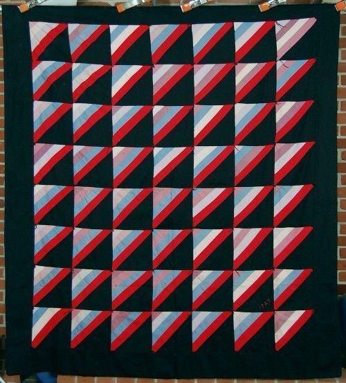 Ohio AMISH Roman Stripe Antique Quilt ~DATED 1927  