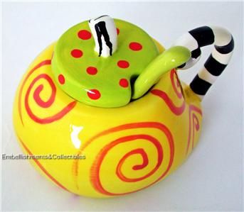 Sugar Bowl + Spoon Jester Ceramic Hndptd Emmenegger NEW  