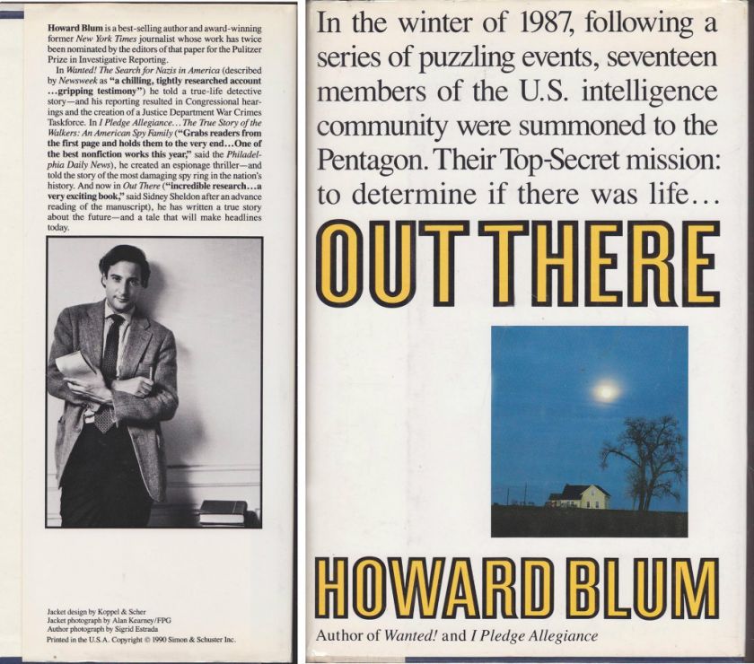 OUT THERE Howard Blum UFOs MJ 12 Docs NSA FBI Extraterrestrials 1st 