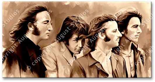 MIXED MEDIA ARTWORK OF THE BEATLES