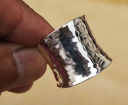 HAMMERED RING .925STERLING SILVER Size US=8/P,Adj  